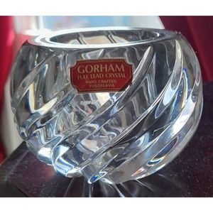 Gorham Full Lead Crystal Candle Holder Hand Crafted Yugoslavia